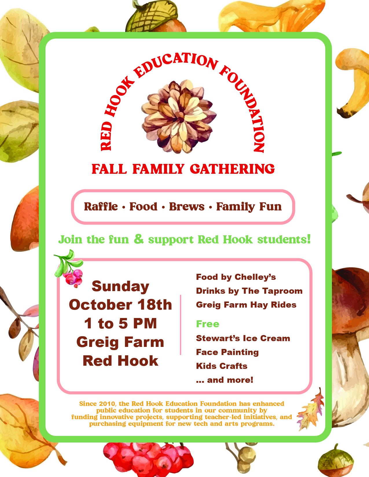 Rain date Oct 18th Fall Family Gathering at Greig Farm